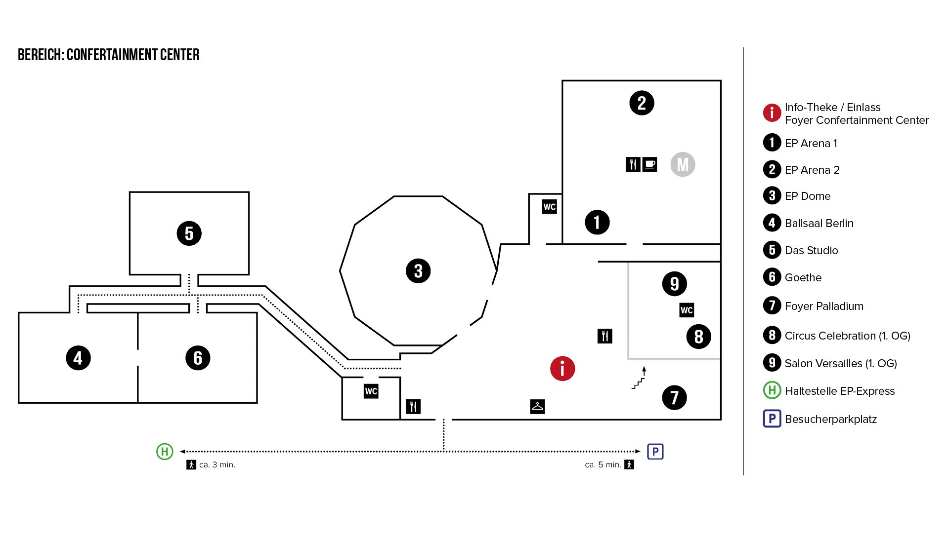 Site plan of the Confertainment Center halls