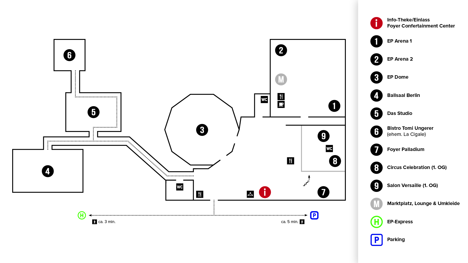 Lageplan Säle Confertainment Center
